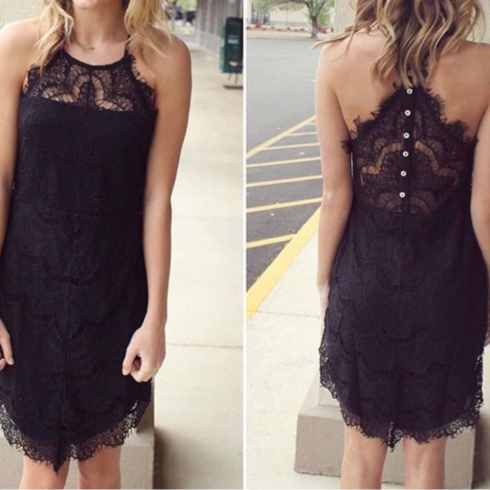 Free People Intimately Elegant Black Lace Dress